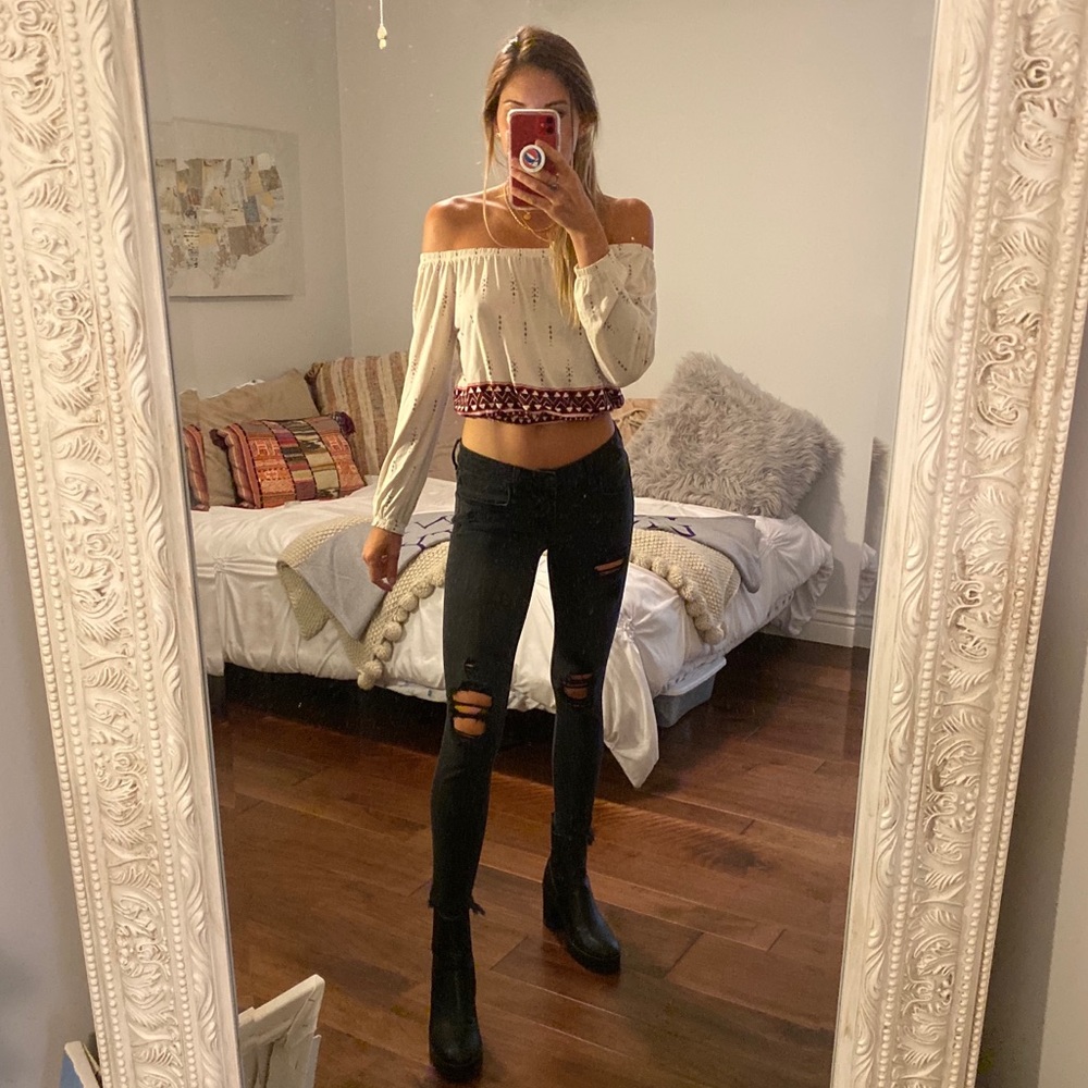 American Eagle Black ripped super stretch jeans